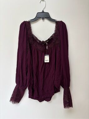 Free People Flutter By Lace Squareneck Blouse NWT